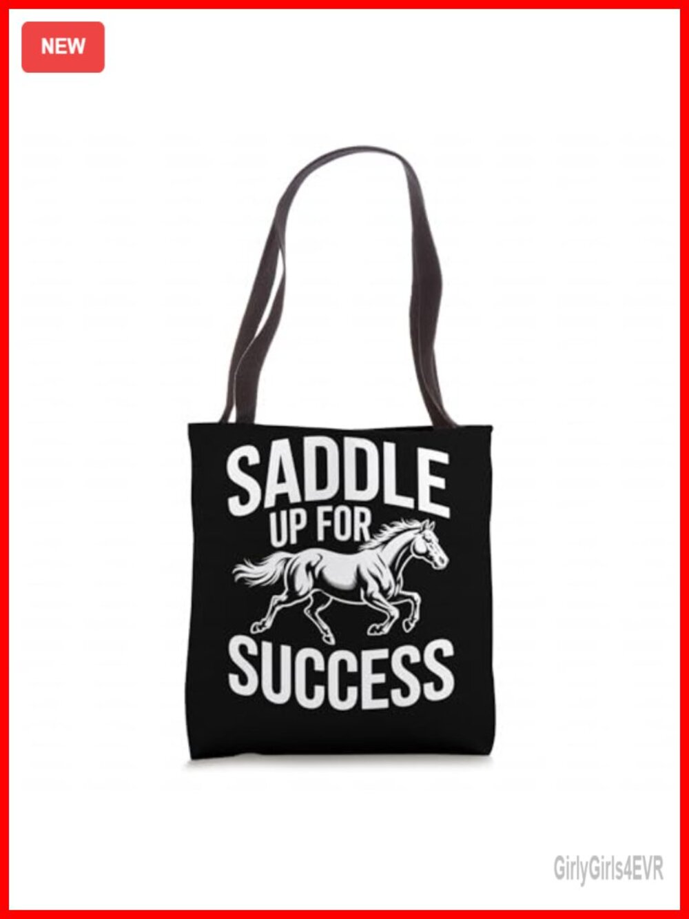 Motivational Horse Tote Bag Polyester Canvas Lightweight 16in